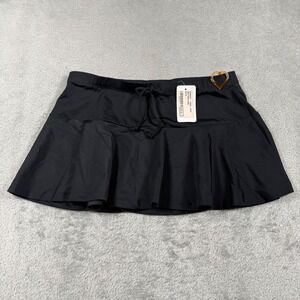 Loco Boutique Hawaii Swim Skirt Women Small Black Ruffle Drawstring Vacation NWT